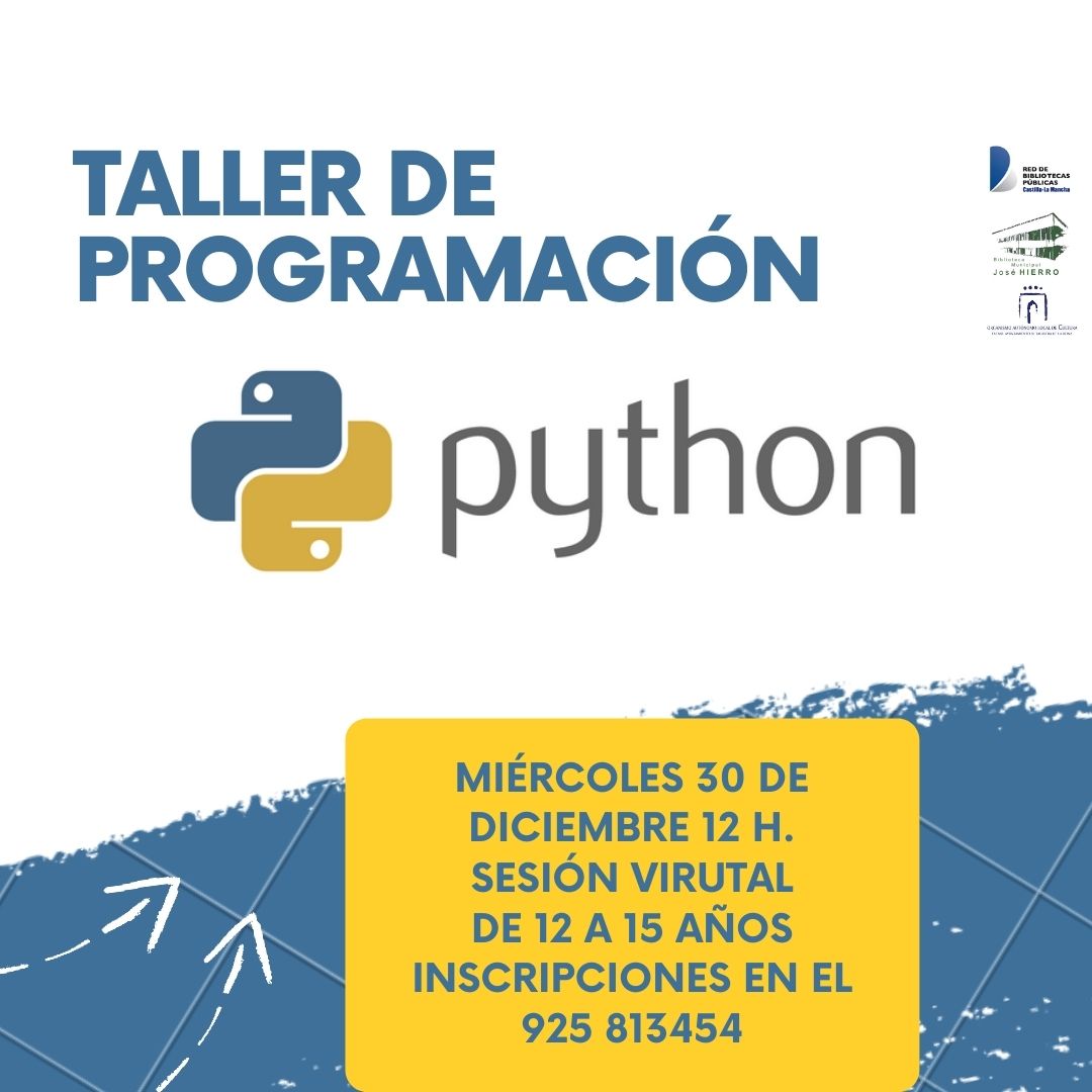 Taller virtual de Python en la Biblioteca José Hierro - Red de Bibliotecas